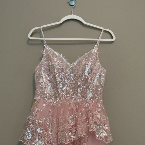 JJ'S HOUSE,  Size 0, short, LIGHT PINK, SEQUIN, HOMECOMING, PRINCESS DRESS - Picture 4 of 15